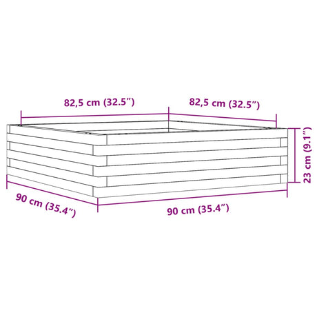 Plantenbak 90x90x23 cm massief grenenhout