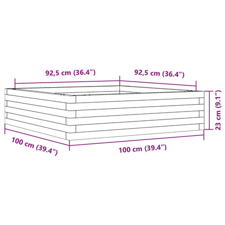 Plantenbak 100x100x23 cm massief grenenhout