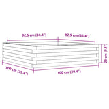 Plantenbak 100x100x23 cm massief grenenhout wit