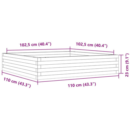 Plantenbak 110x110x23 cm massief grenenhout wit