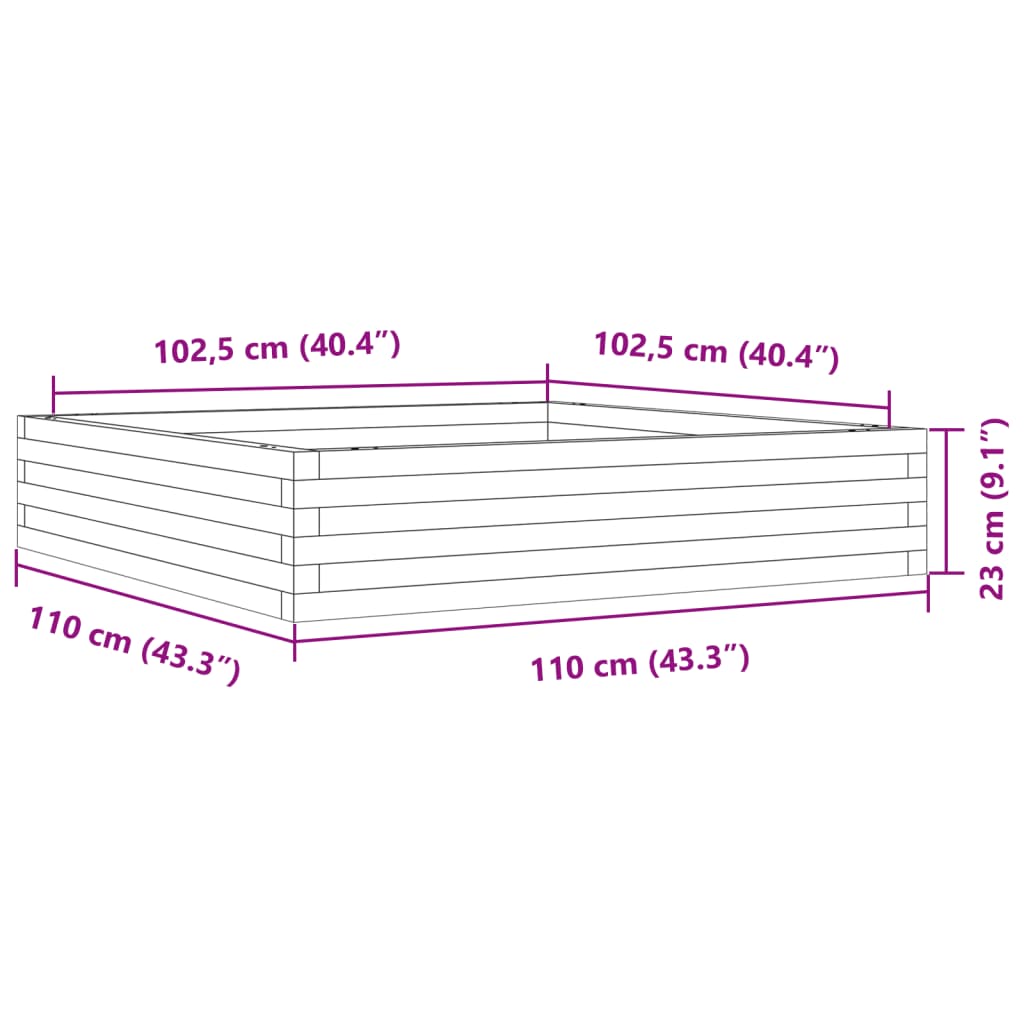 Plantenbak 110x110x23 cm massief douglashout