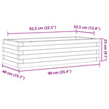 Plantenbak 90x40x23 cm massief grenenhout wit