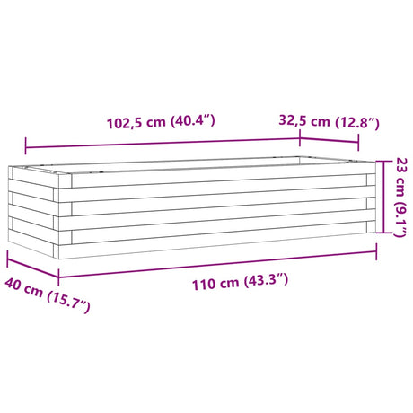 Plantenbak 110x40x23 cm massief grenenhout wasbruin