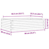 Plantenbak 90x60x23 cm massief grenenhout wit