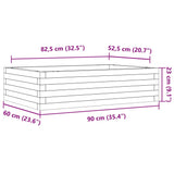 Plantenbak 90x60x23 cm massief grenenhout wasbruin