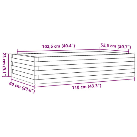 Plantenbak 110x60x23 cm massief grenenhout wit