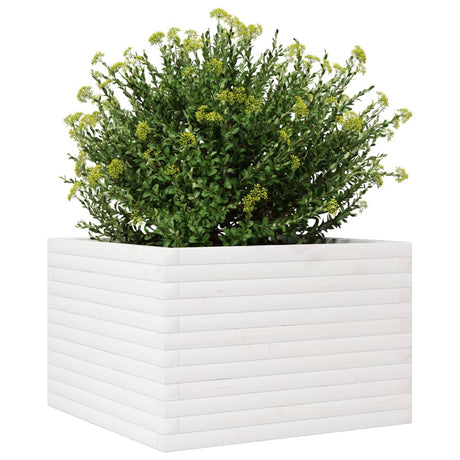 Plantenbak 70x70x45,5 cm massief grenenhout wit