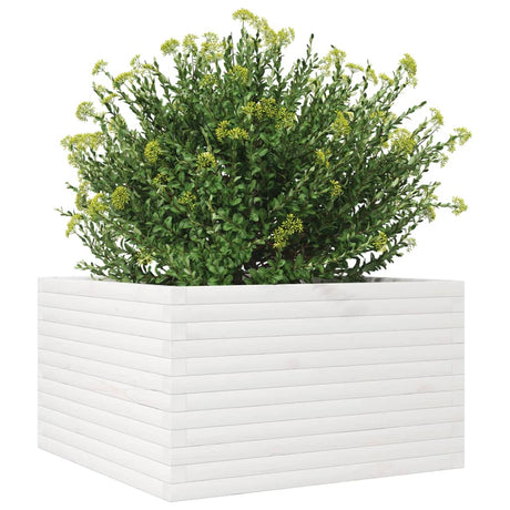 Plantenbak 80x80x45,5 cm massief grenenhout wit