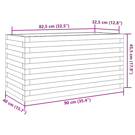 Plantenbak 90x40x45,5 cm massief grenenhout wit