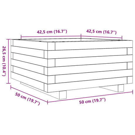 Plantenbak 50x50x26,5 cm massief grenenhout wit