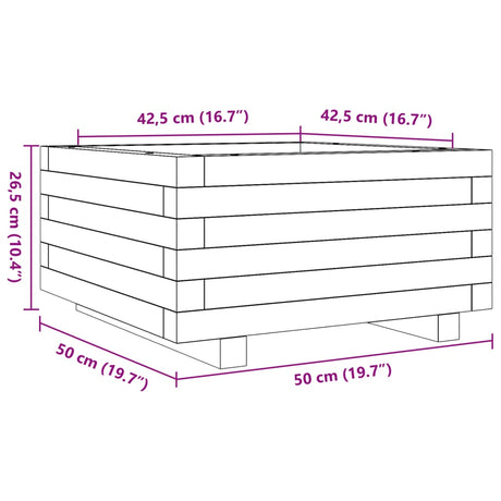 Plantenbak 50x50x26,5 cm geïmpregneerd grenenhout