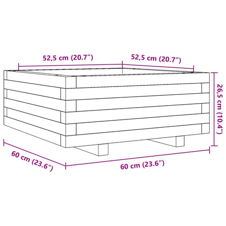 Plantenbak 60x60x26,5 cm massief grenenhout