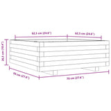 Plantenbak 70x70x26,5 cm massief grenenhout wasbruin