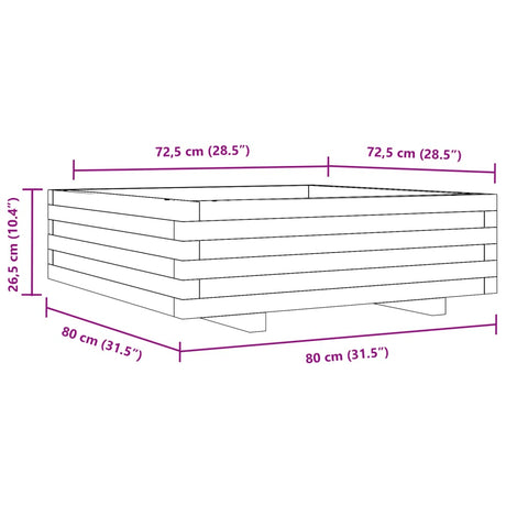 Plantenbak 80x80x26,5 cm massief grenenhout