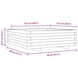 Plantenbak 80x80x26,5 cm massief grenenhout wit