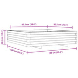 Plantenbak 100x100x26,5 cm massief grenenhout