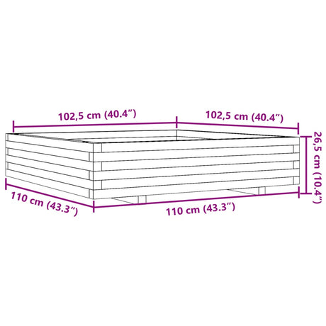 Plantenbak 110x110x26,5 cm massief grenenhout wit