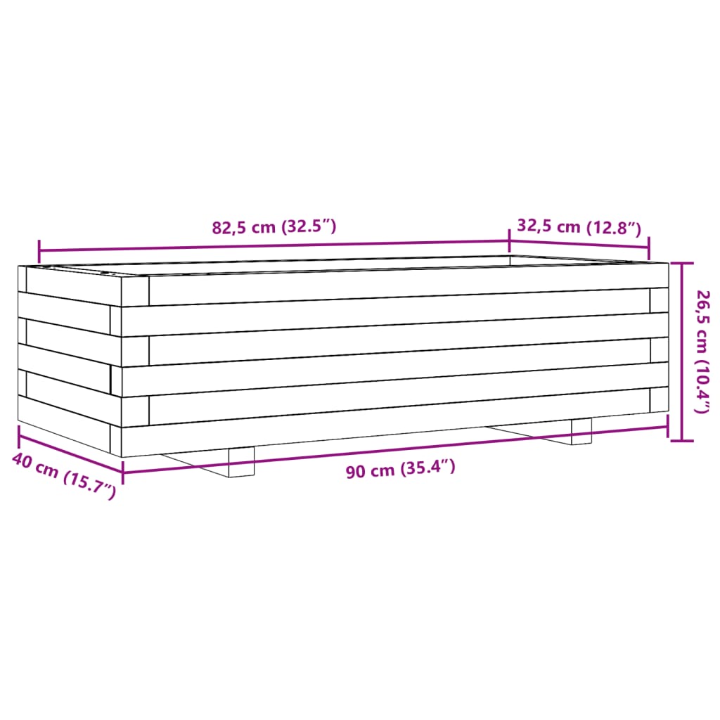 Plantenbak 90x40x26,5 cm geïmpregneerd grenenhout