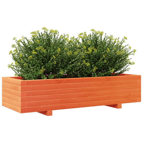 Plantenbak 110x40x26,5 cm massief grenenhout wasbruin