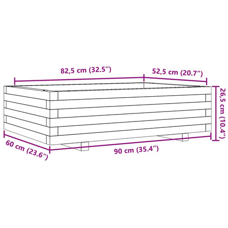 Plantenbak 90x60x26,5 cm massief grenenhout