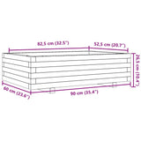 Plantenbak 90x60x26,5 cm massief grenenhout wit