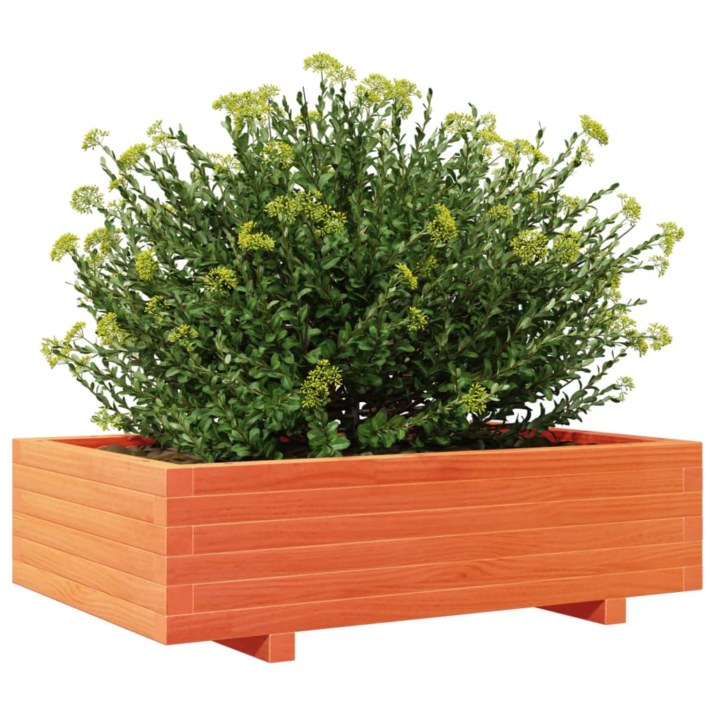 Plantenbak 90x60x26,5 cm massief grenenhout wasbruin