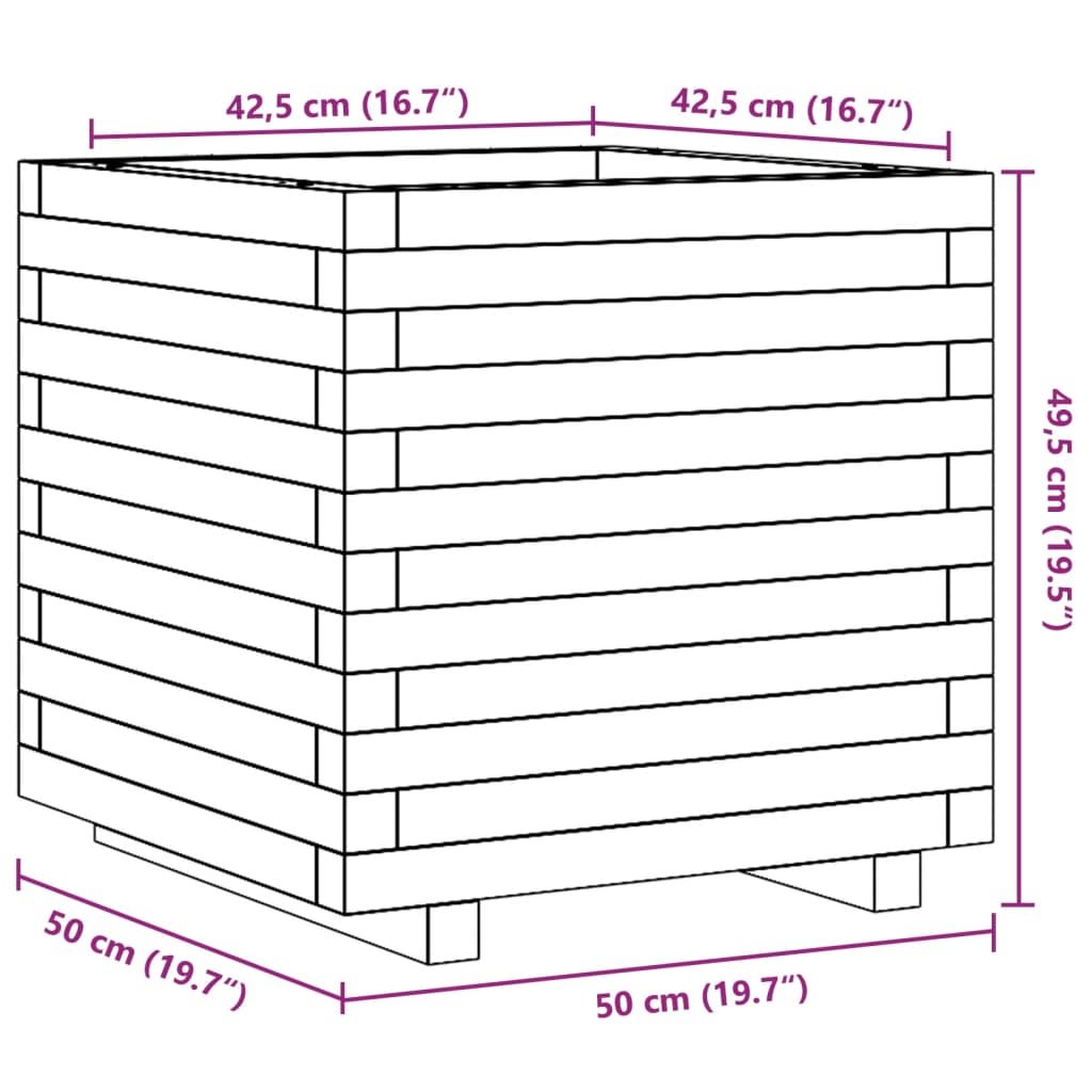 Plantenbak 50x50x49,5 cm massief grenenhout