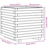 Plantenbak 50x50x49,5 cm massief grenenhout wasbruin