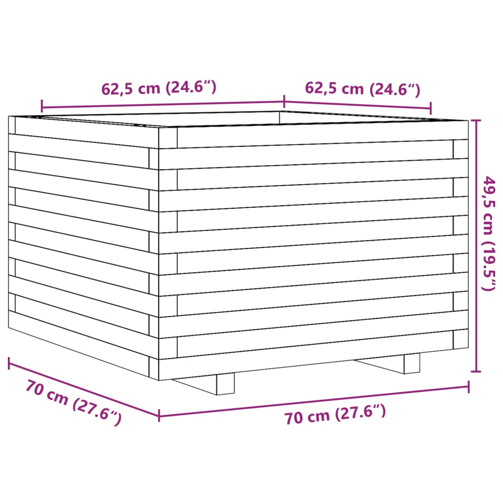 Plantenbak 70x70x49,5 cm massief douglashout