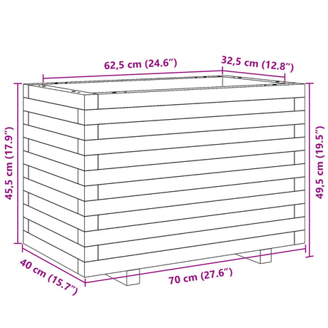 Plantenbak 70x40x49,5 cm massief grenenhout wit