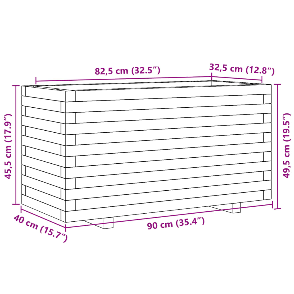 Plantenbak 90x40x49,5 cm massief grenenhout