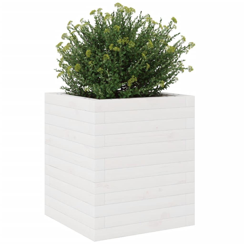 Plantenbak 40x40x46 cm massief grenenhout wit - AllerleiShop