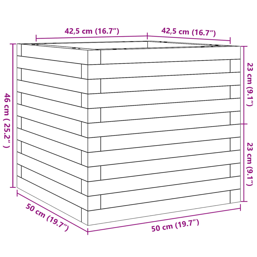 Plantenbak 50x50x46 cm massief grenenhout - AllerleiShop