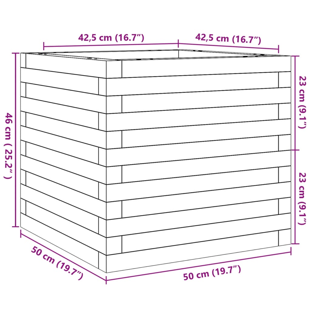 Plantenbak 50x50x46 cm massief grenenhout wasbruin - AllerleiShop