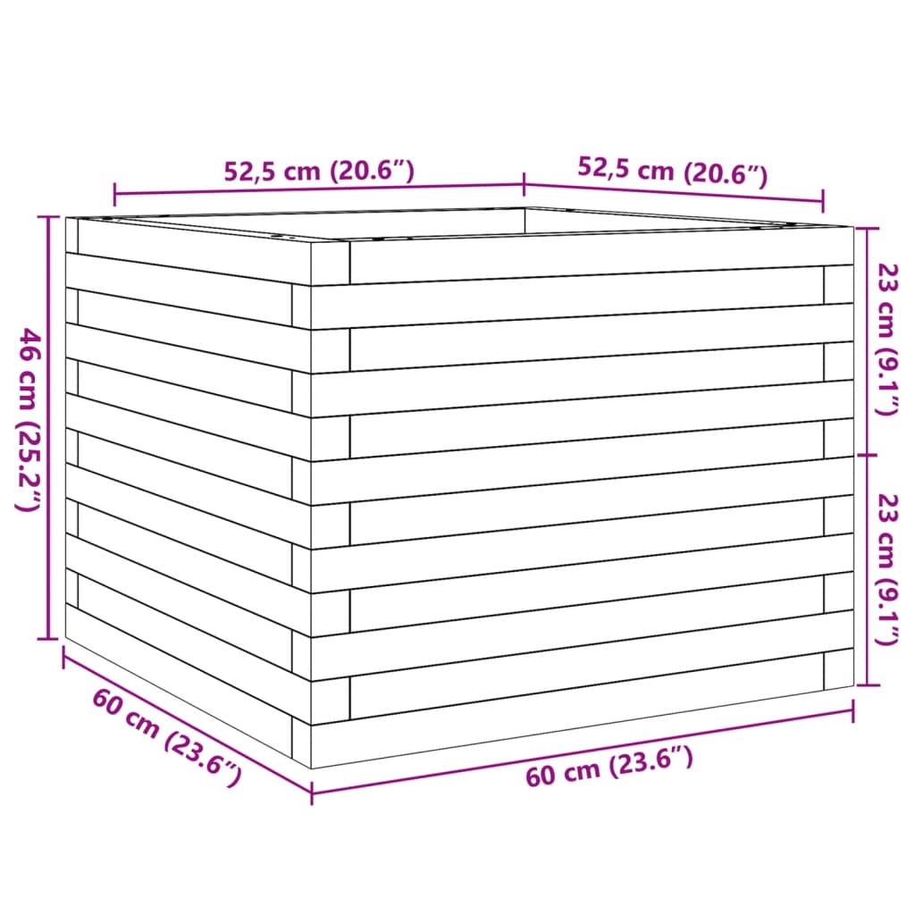 Plantenbak 60x60x46 cm massief grenenhout wit - AllerleiShop