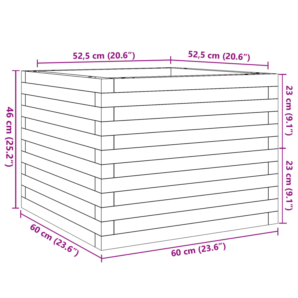 Plantenbak 60x60x46 cm geïmpregneerd grenenhout - AllerleiShop