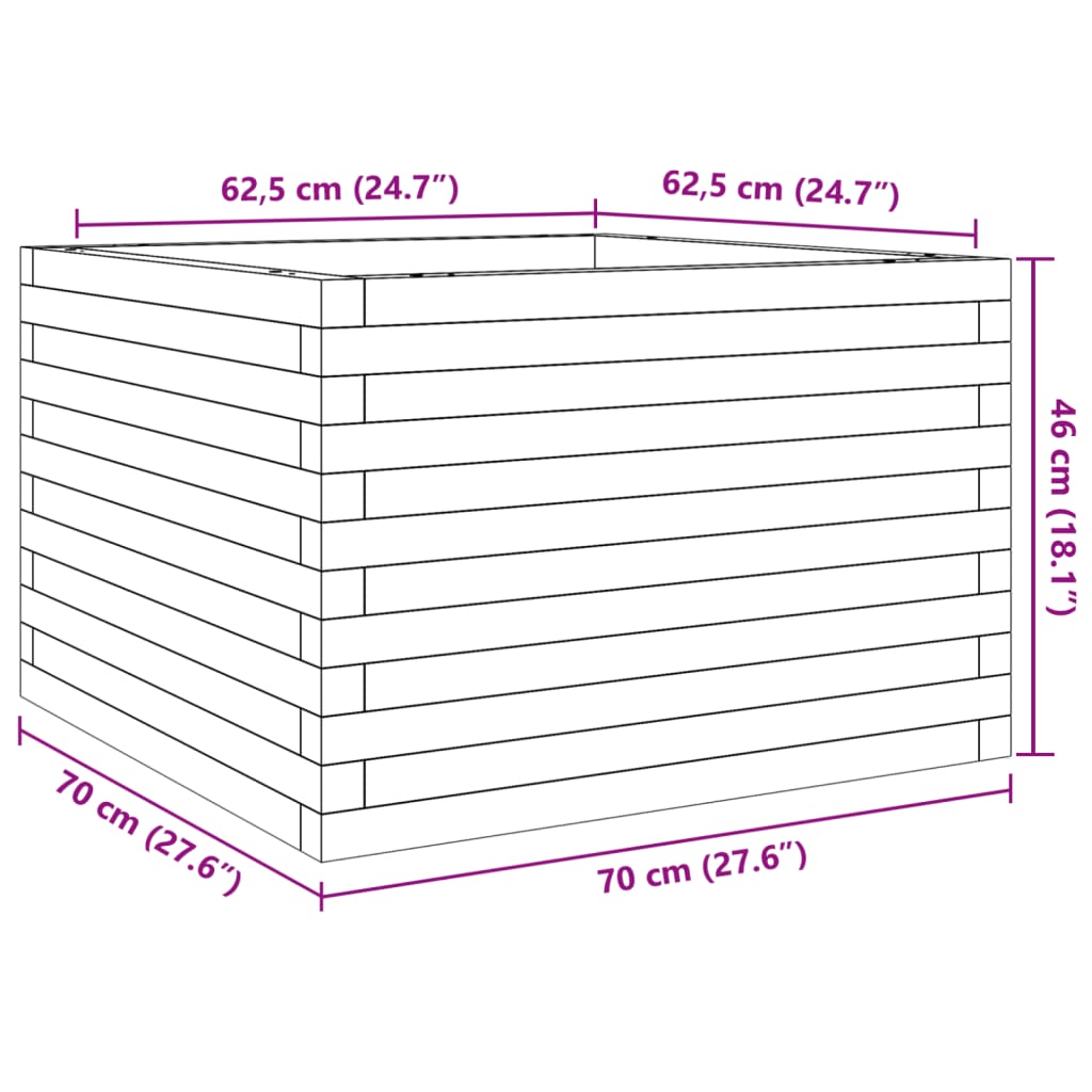 Plantenbak 70x70x46 cm massief grenenhout - AllerleiShop