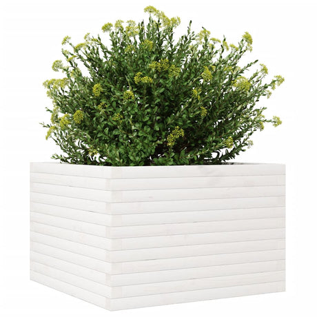 Plantenbak 70x70x46 cm massief grenenhout wit - AllerleiShop