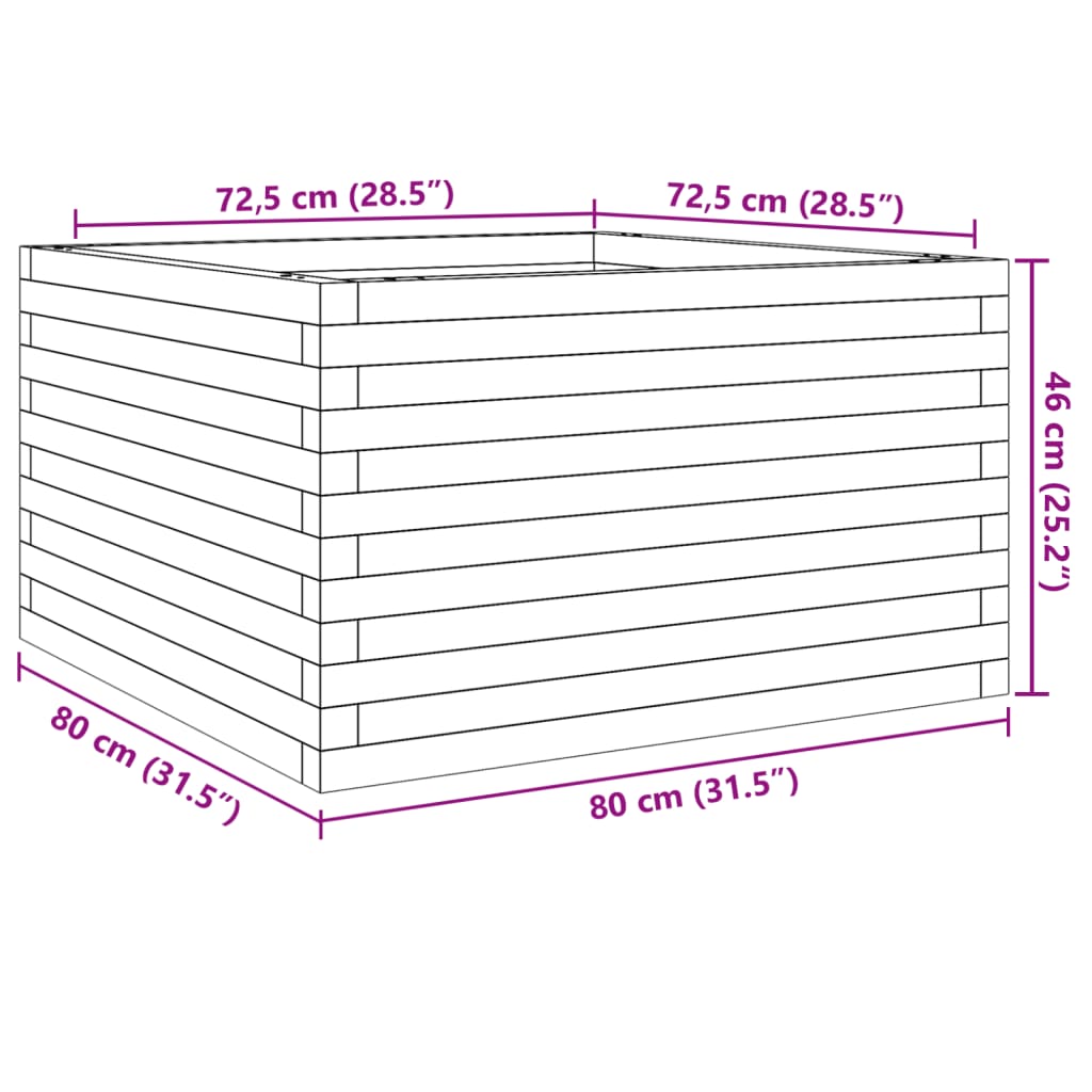 Plantenbak 80x80x46 cm massief grenenhout wasbruin - AllerleiShop