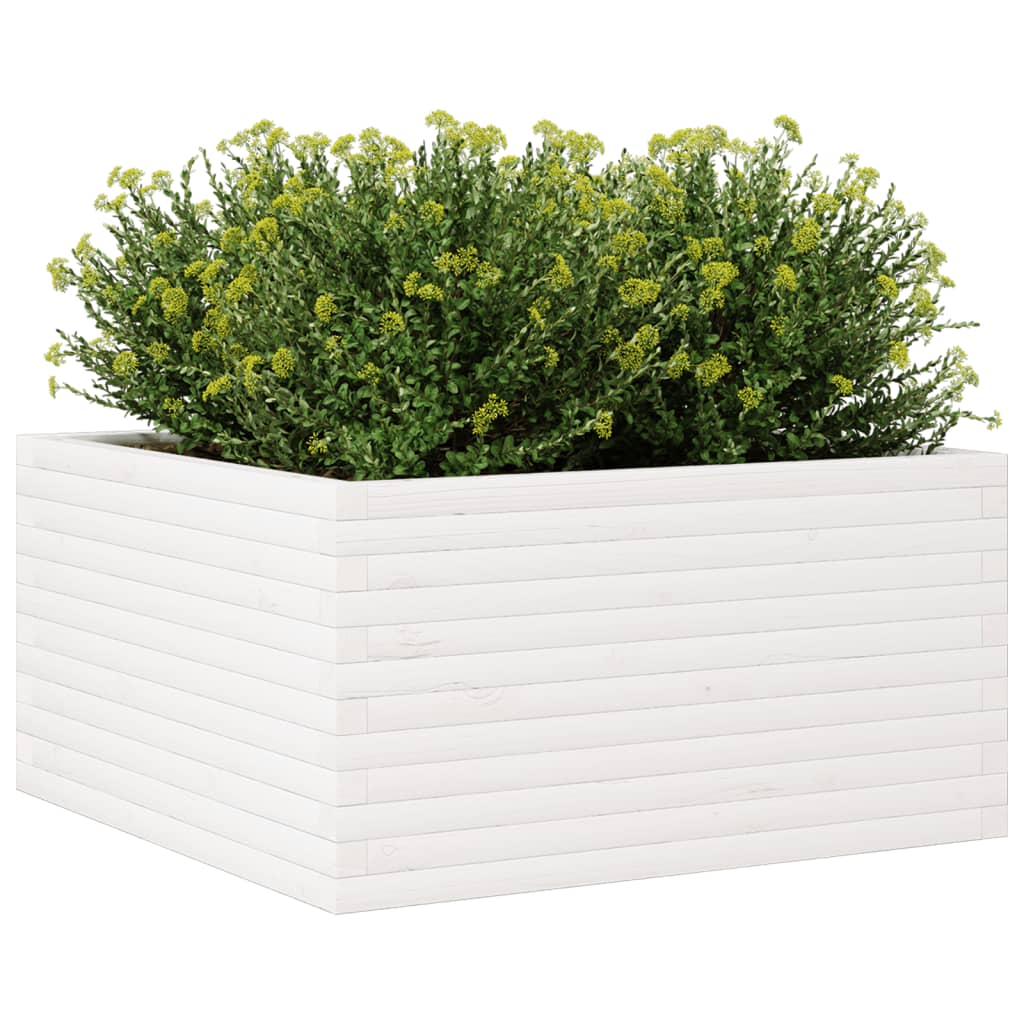 Plantenbak 90x90x46 cm massief grenenhout wit - AllerleiShop