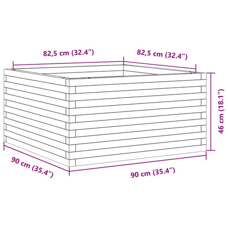 Plantenbak 90x90x46 cm massief grenenhout wit - AllerleiShop