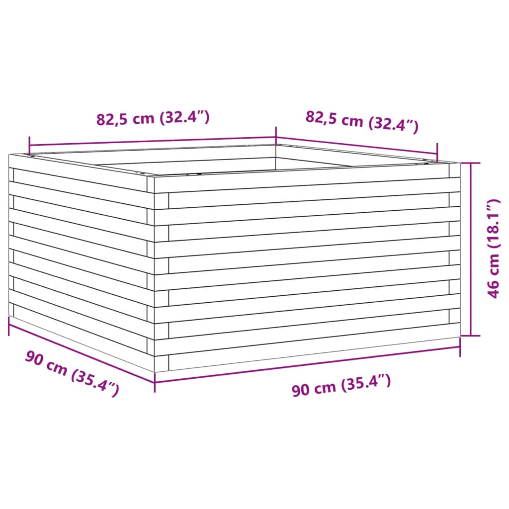 Plantenbak 90x90x46 cm massief grenenhout wasbruin - AllerleiShop