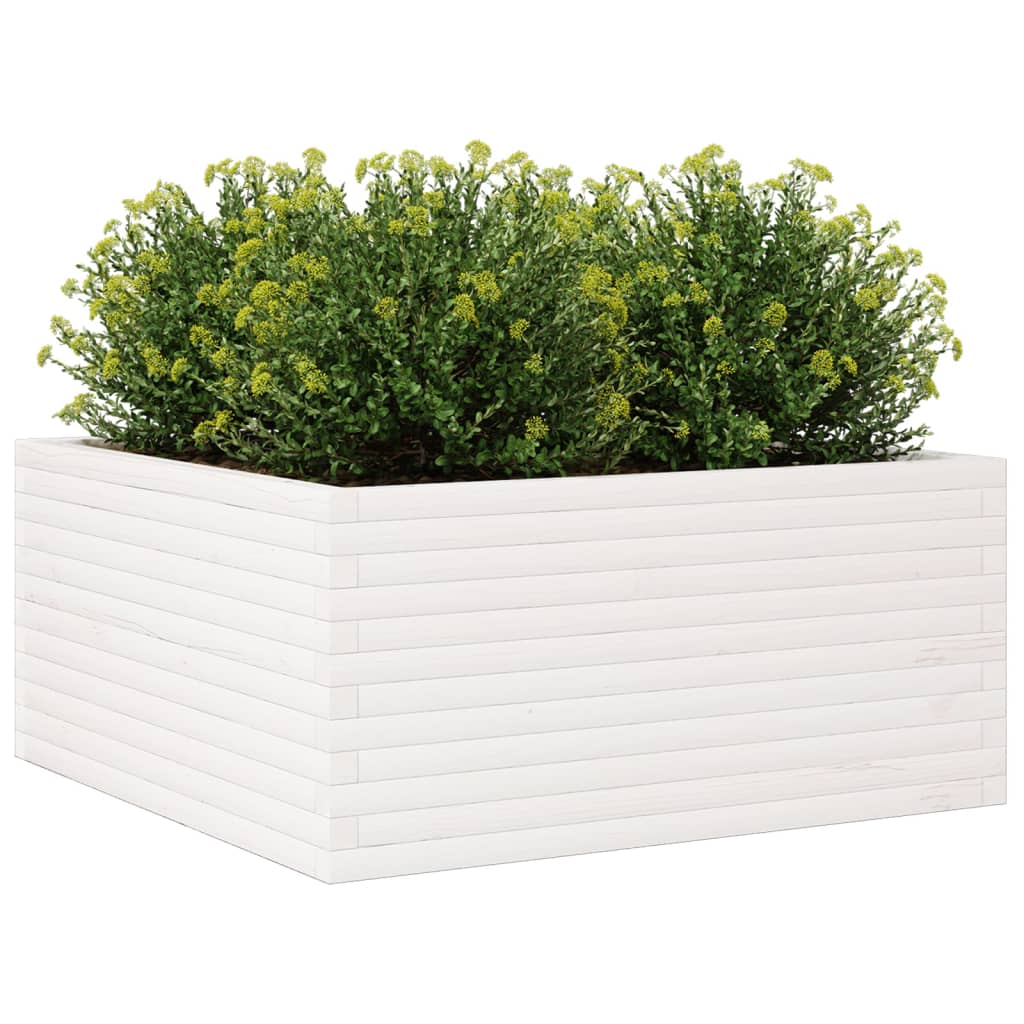 Plantenbak 100x100x46 cm massief grenenhout wit - AllerleiShop