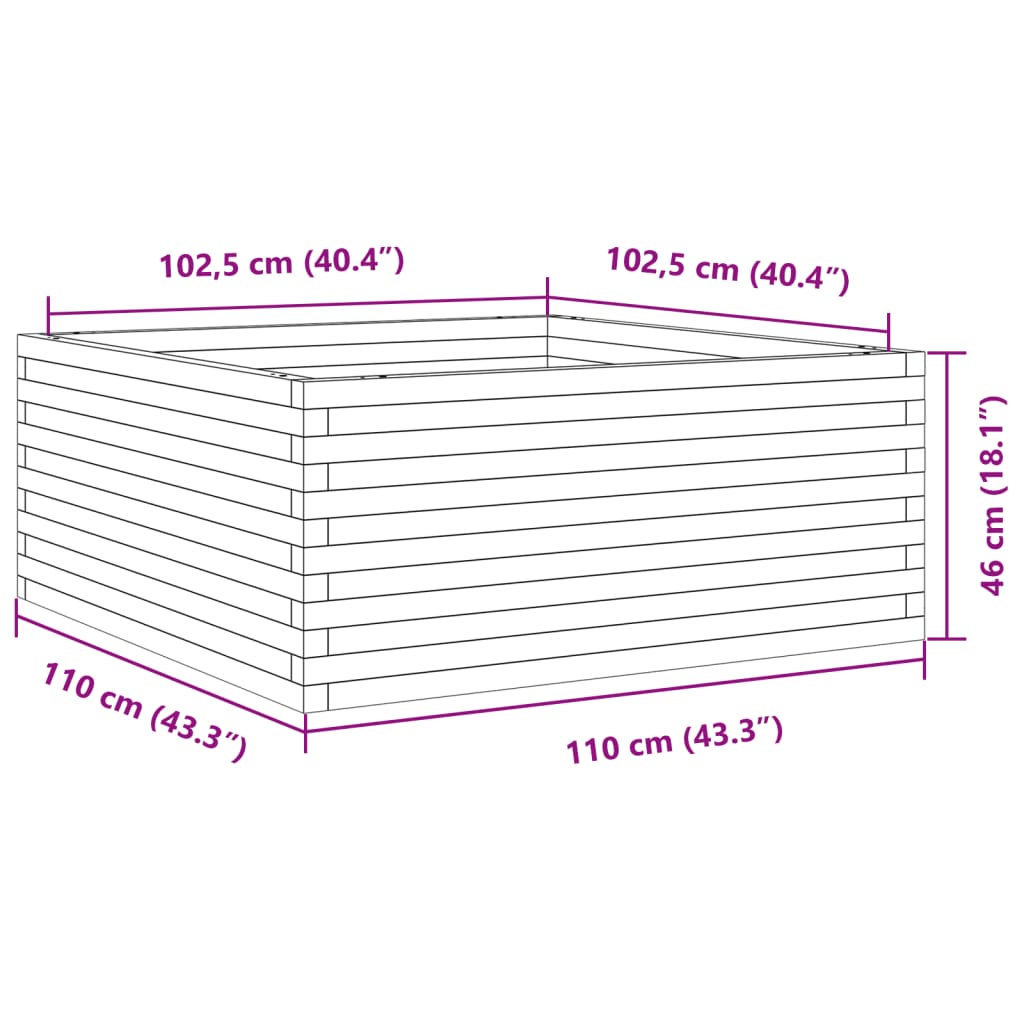 Plantenbak 110x110x46 cm massief grenenhout - AllerleiShop