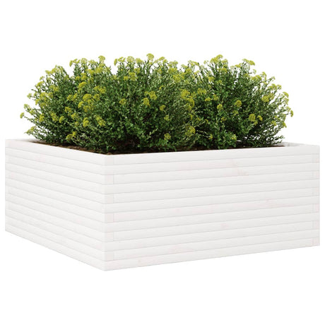 Plantenbak 110x110x46 cm massief grenenhout wit - AllerleiShop