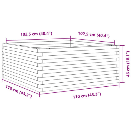 Plantenbak 110x110x46 cm massief grenenhout wit - AllerleiShop