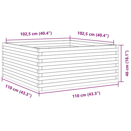 Plantenbak 110x110x46 cm massief grenenhout wasbruin - AllerleiShop