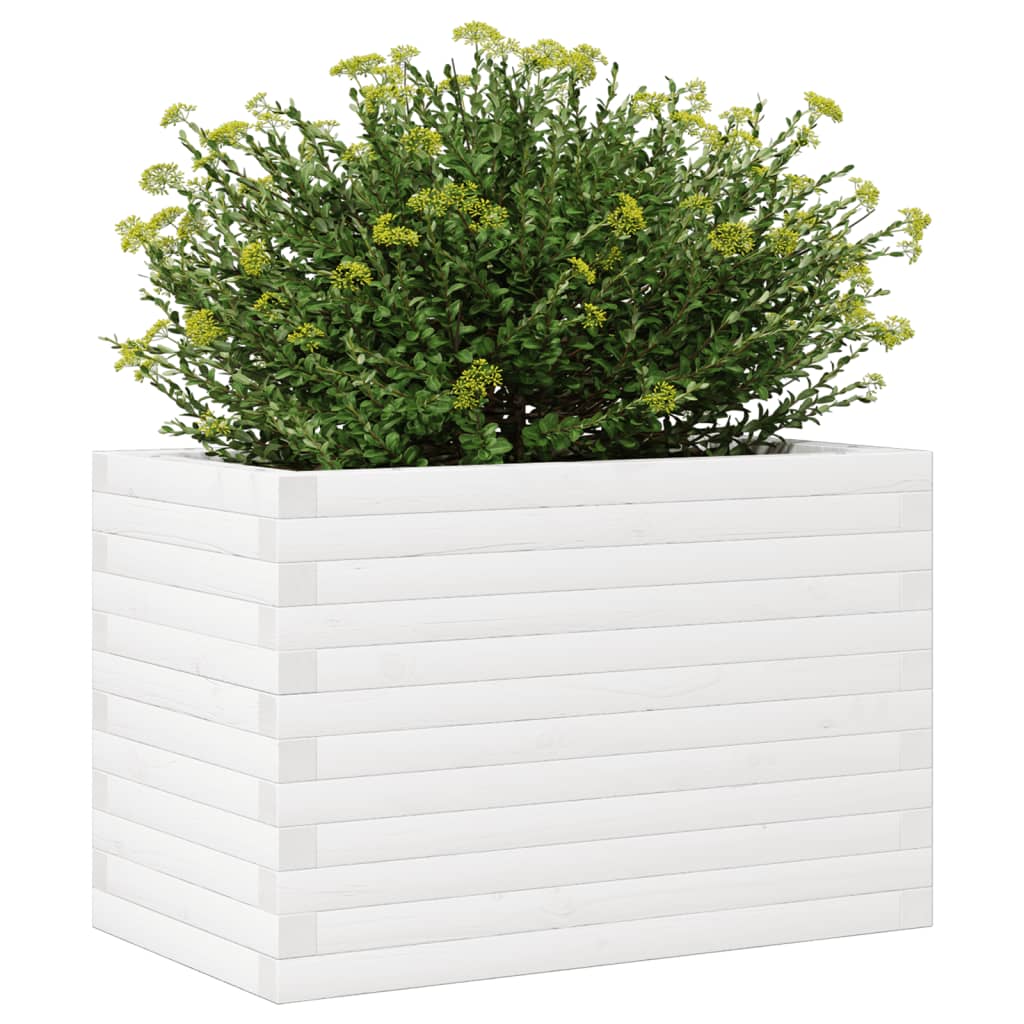 Plantenbak 70x40x46 cm massief grenenhout wit - AllerleiShop