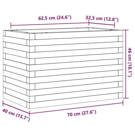 Plantenbak 70x40x46 cm massief grenenhout wit - AllerleiShop