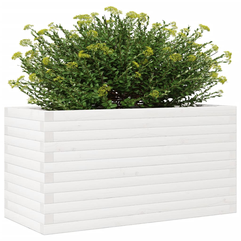 Plantenbak 90x40x46 cm massief grenenhout wit - AllerleiShop